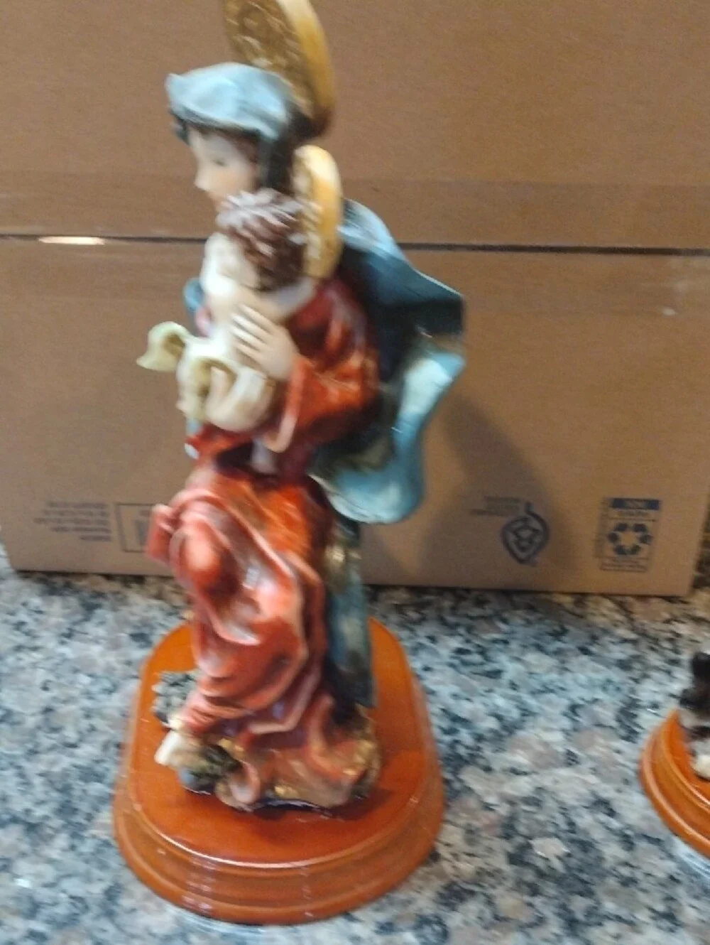 Set of 2 Hand-Painted Religious Madonna and Nativity Figurines made in Egypt